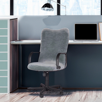 Чехол на офисный стул LuxAlto Velvet 210 GSM, размер L, grey