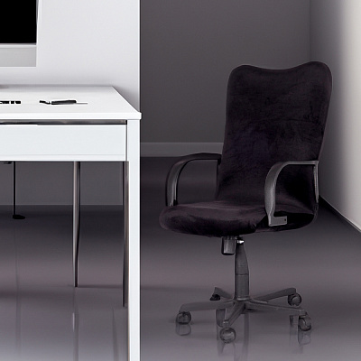 Чехол на офисный стул LuxAlto Velvet 210 GSM, размер М, black