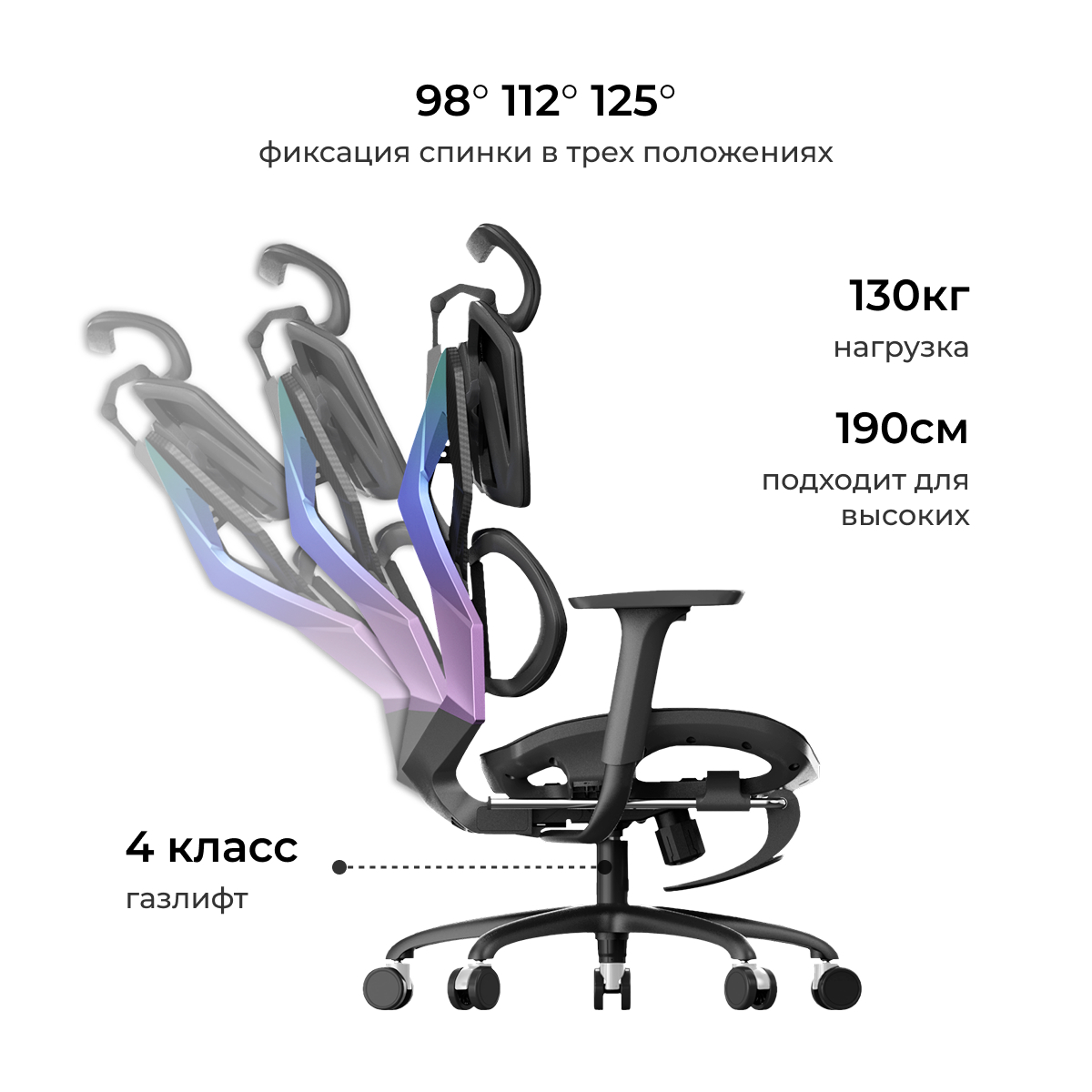 Кресло игровое XIAOQI X5S-F с подставкой для ног, чёрный