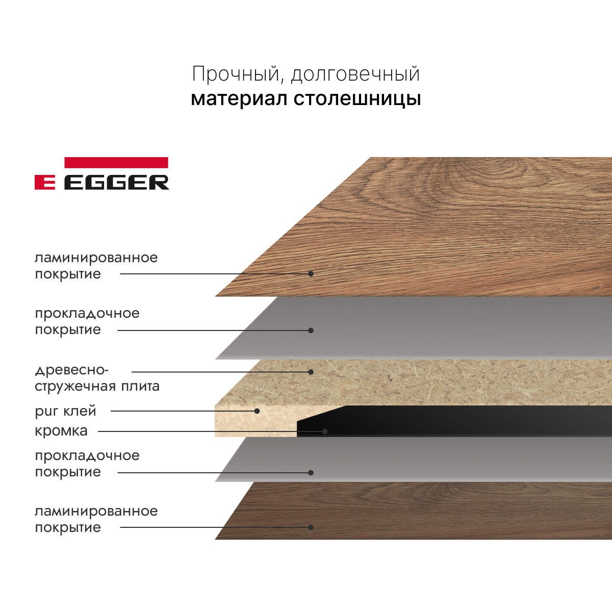 Столешница ЛДСП LuxAlto H3154 ST36, цвет дуб коричневый, 1600*700*25 мм