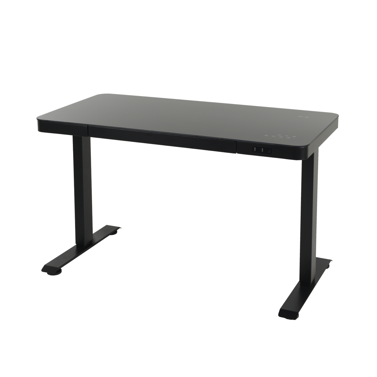 Стол с регулировкой высоты E4A с ящиком черный/Стекло черное, 120x60