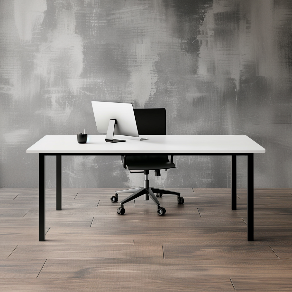 Стол офисный ST45 черный/ЛДСП белый, 160x70