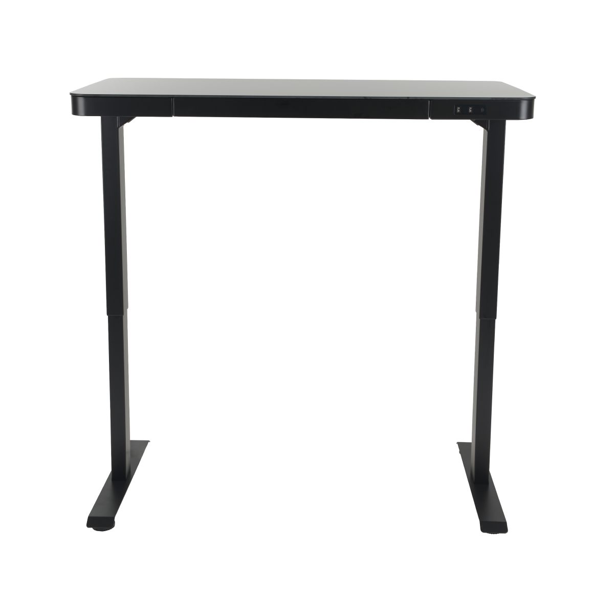 Стол с регулировкой высоты E4A с ящиком черный/Стекло черное, 120x60