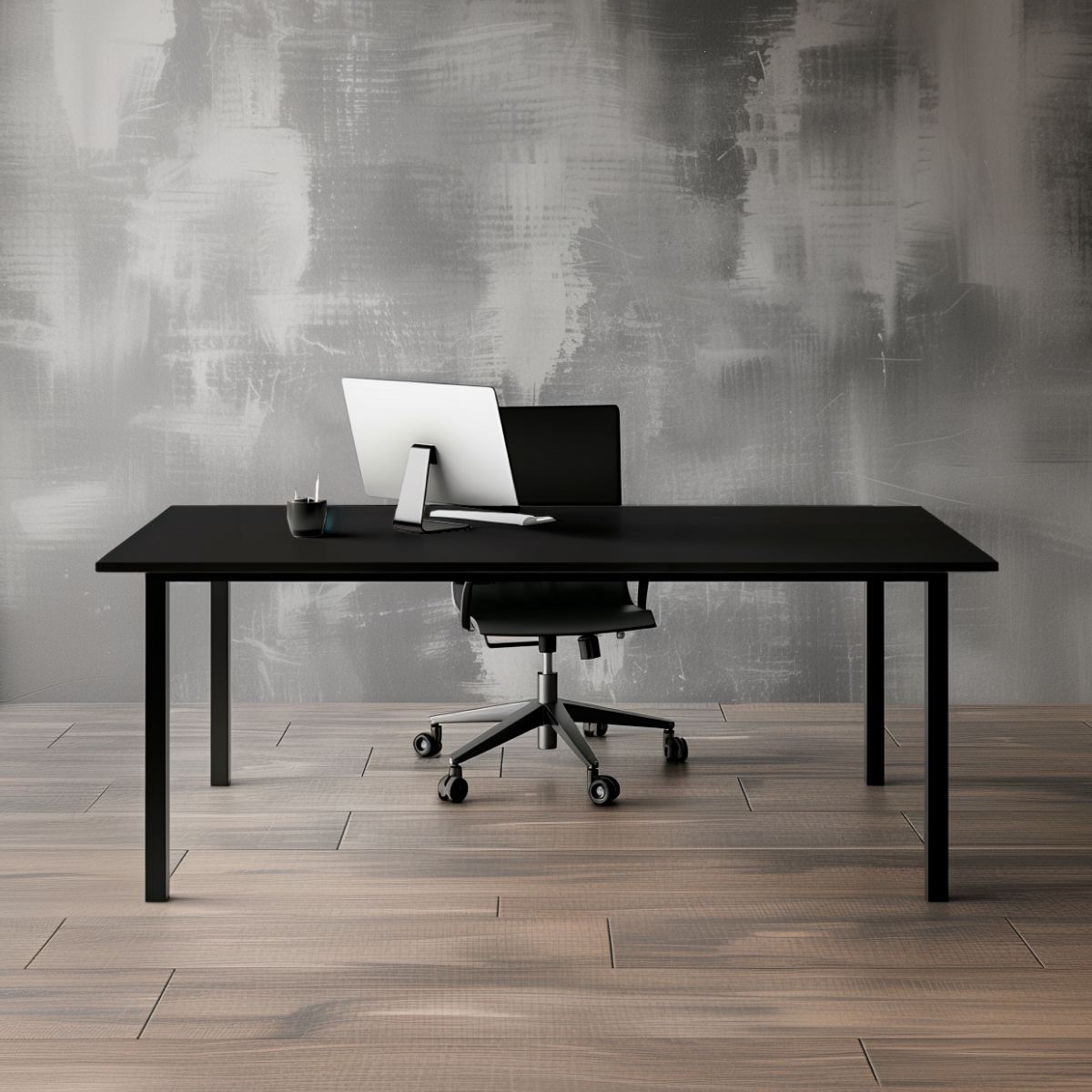 Стол офисный ST45 черный/ЛДСП черный, 160x80