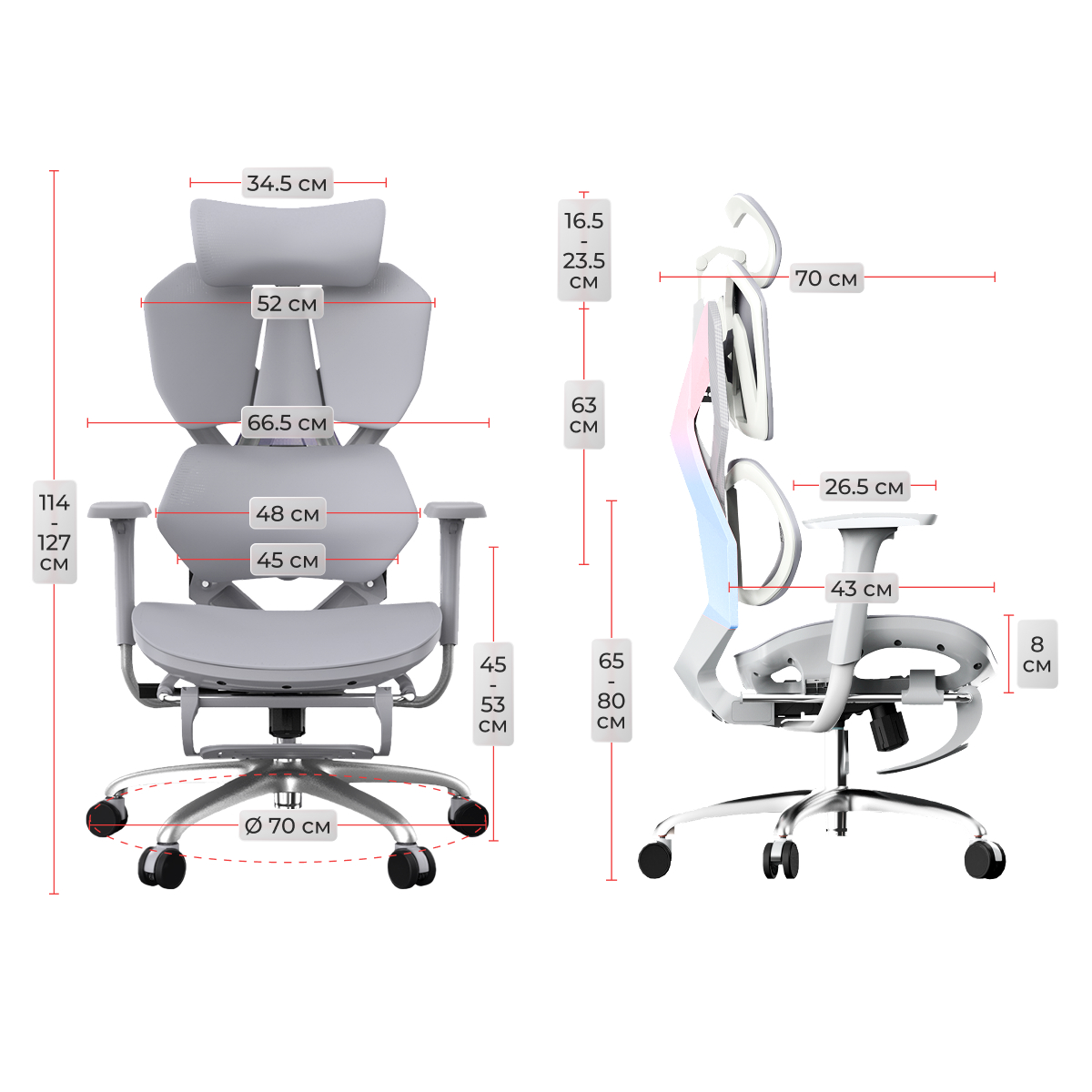 Кресло игровое XIAOQI X5S-F с подставкой для ног, серый