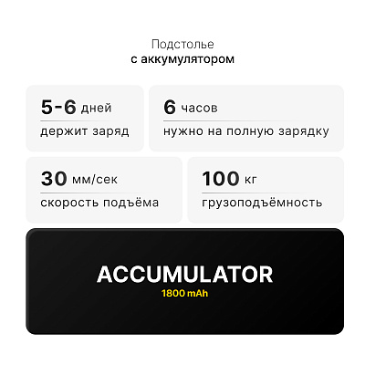 Стол с регулировкой высоты 2A3LA LOW-Accu с аккумулятором  черный/ЛДСП черный 180х80