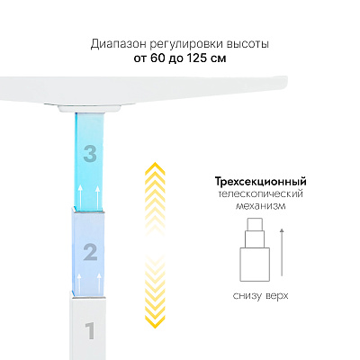 Стол с регулировкой высоты 2A3 белый/ЛДСП белый, 140x80