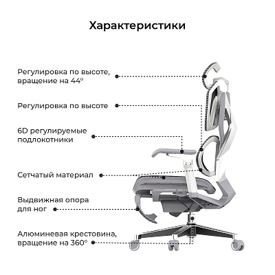 Кресло игровое LuxAlto X5 PRO-301 с подставкой для ног, Серое