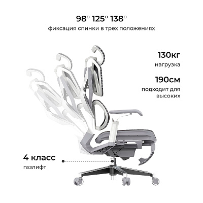 Кресло игровое LuxAlto X5 PRO-301 с подставкой для ног, Серое