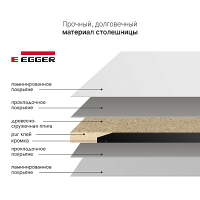 Столешница ЛДСП LuxAlto W1100 ST9, цвет белый альпийский, 1200*700*25 мм